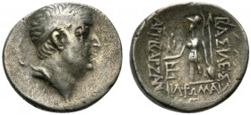 Kings of Cappadocia, Ariobarzanes I Philoromaios (95-63 BC). AR Drachm (17mm, 4.10g, 1h). Mint A (Eusebeia-Mazaka), yea 23 (73/2). Diademed head r. R/...