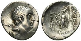 Kings of Cappadocia, Ariobarzanes I Philoromaios (95-63 BC). AR Drachm (17.5mm, 3.98g, 11h). Mint A (Eusebeia-Mazaka), year 30 (66/5 BC). Diademed hea...