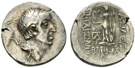 Kings of Cappadocia, Ariobarzanes I Philoromaios (95-63 BC). AR Drachm (16mm, 4.46g, 12h). Mint A (Eusebeia-Mazaka), year 30 (66/5 BC). Diademed head ...
