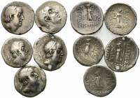 Kings of Cappadocia, Ariobarzanes I (96-63 BC). Lot of 5 AR Drachms. Lot sold as is, no return
