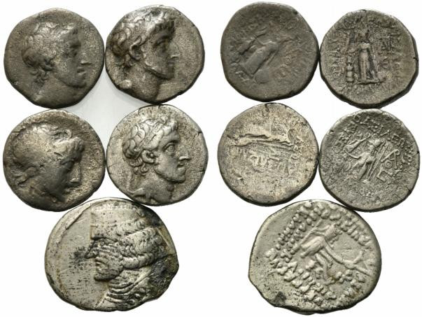 Kings of Cappadocia and Parthia, lot of 5 AR Drachms, to be catalog. Lot sold as...