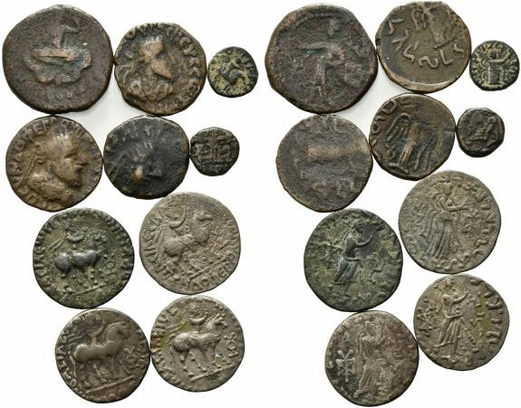Lot of 10 Oriental Greek Æ and BI coins, to be catalog. Lot sold as is, no retur...
