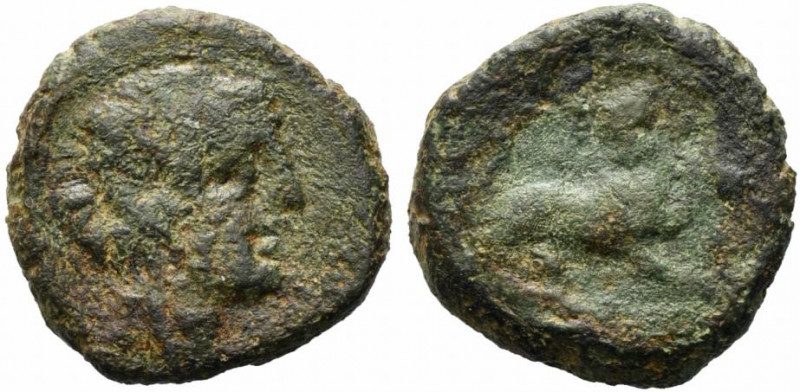 Central Italy, Uncertain, mid-late 1st century BC. Æ (19mm, 7.27g). Wreathed hea...