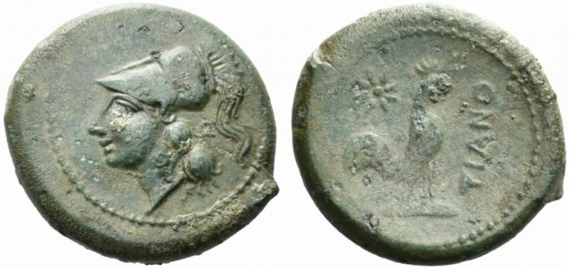 Northern Campania, Teanum Sidicinum, c. 265-240 BC. Æ (21.5mm, 6.98g). Helmeted ...