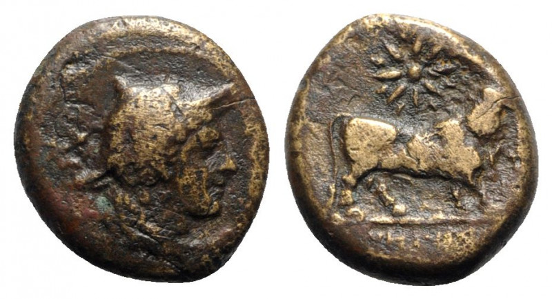 Northern Campania, Teanum Sidicinum, c. 265-240 BC. Æ (19mm, 5.01g, 7h). Head of...