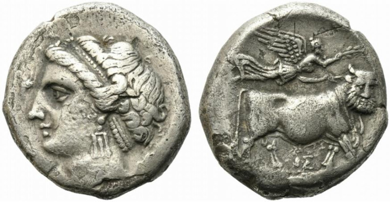 Southern Campania, Neapolis, c. 275-250 BC. AR Didrachm (20mm, 7.15g). Head of n...