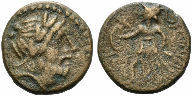 Southern Apulia, Caelia, c. 220-150 BC. Æ Sextans (18mm, 4.96g). Laureate head o...