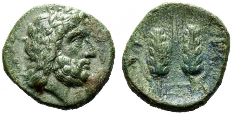 Southern Lucania, Metapontion, c. 300-250 BC. Æ (15mm, 2.72g). Laureate head of ...