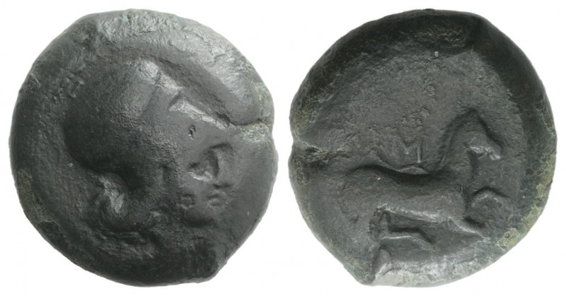 Sicily, Aitna, c. 355-339 BC. Æ (25mm, 16.64g, 12h). Head of Athena r., wearing ...