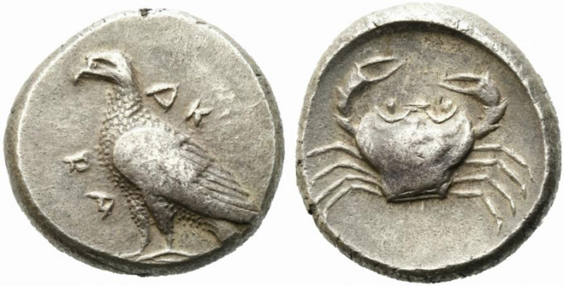 Sicily, Akragas, c. 480/478-470 BC. AR Didrachm (19mm, 8.50g). Eagle standing l....