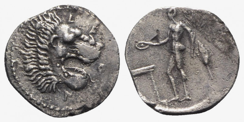 Sicily, Leontinoi, c. 450-440 BC. AR Litra (12mm, 0.71g, 6h). Head of roaring li...