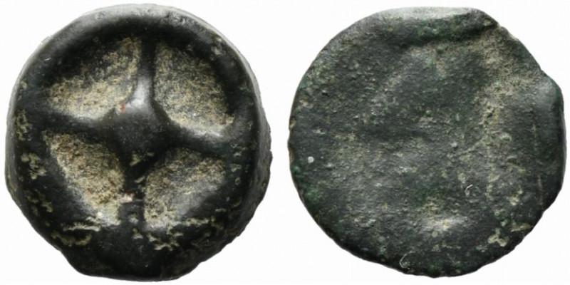 Moesia, Istros, late 5th century BC. Cast Æ (10mm, 0.96g). Wheel of four spokes ...