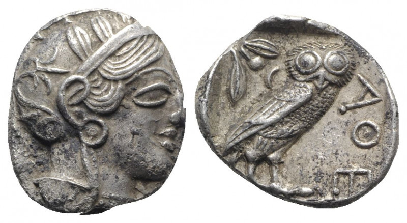 Attica, Athens, c. 454-404 BC. AR Tetradrachm (25mm, 17.13g). Helmeted head of A...