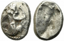 Achaemenid Kings of Persia, c. 450-375 BC. AR Siglos (17mm, 4.97g). Persian king or hero r., in kneeling-running stance, holding bow and dagger, quive...