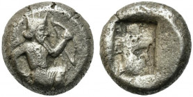 Achaemenid Kings of Persia, c. 450-375 BC. AR Siglos (15mm, 5.36g). Persian king or hero r., in kneeling-running stance, holding bow and dagger, quive...