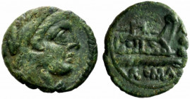 Anonymous, Rome, after 211 BC. Unofficial Æ Quadrans (14mm, 2.36g). Head of Hercules r. R/ Prow of galley r.; three pellets to r., ROMA below Cf. Craw...