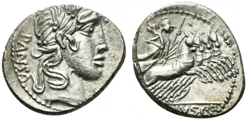 C. Vibius C.f. Pansa, Rome 90 BC. AR Denarius (20mm, 3.78g, 4h). Laureate head o...