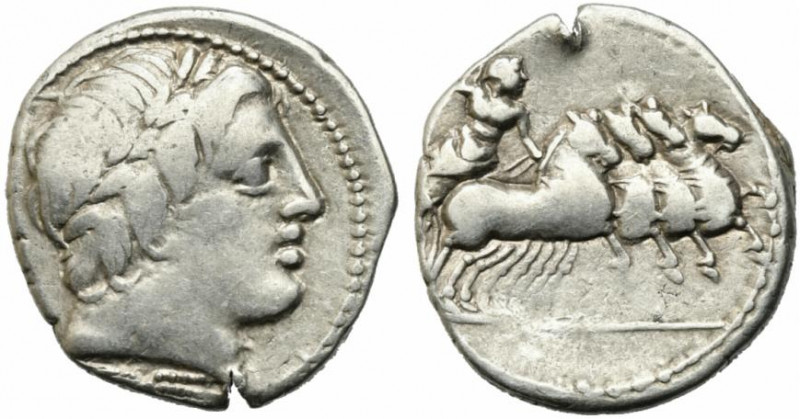 Gargilius, Ogulnius and Vergilius, Rome, c. 86 BC. AR Denarius (18mm, 3.81g). He...