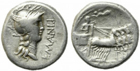 L. Sulla and L. Manlius Torquatus, Military mint moving with Sulla, 82 BC. AR Denarius (14.5mm, 3.96g). Helmeted head of Roma r. R/ Sulla driving triu...