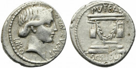 L. Scribonius Libo, Rome, 62 BC. AR Denarius (19mm, 3.85g). Diademed head of Bonus Eventus r. R/ Puteal Scribonianum (Scribonian wellhead), decorated ...
