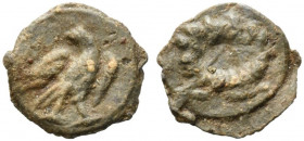 Roman PB Tessera, c. 1st century BC - 1st century AD (13mm, 1.35g). Eagle standing r., head l. R/ Wreath. VF - Good VF