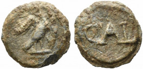 Roman PB Tessera, c. 1st century BC - 1st century AD (16mm, 3.52g). Eagle standing r., head l. R/ CAL. VF