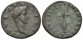 Divus Augustus (died AD 14). Æ As (28mm, 10.71g, 6h). Rome, c. AD 98. Bare head r. R/ Winged thunderbolt. RIC II 130 (Nerva). VF