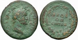 Galba (68-69). Æ Sestertius (35mm, 23.82g). Rome, c. AD 68. Laureate head r. R/ SPQR OB CIVSER in three lines within wreath. RIC I 271. Fine