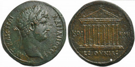 Hadrian (117-138). Koinon of Bithynia. Æ (35mm, 25.50g, 6h). Laureate head r. R/ Octastyle temple. RPC III 999. Green patina, Good VF

Ex Bankhaus H. ...