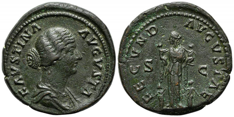 Faustina Junior (Augusta, 147-175). Æ Sestertius (33mm, 28.53g, 12h). Rome, c. 1...