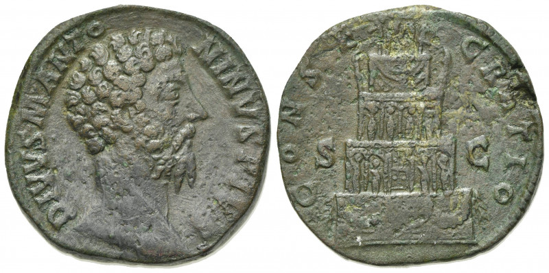 Divus Marcus Aurelius (died 180). Æ Sestertius (30mm, 24.01g, 12h). Rome, AD 180...