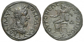 Commodus (177-192). Moesia Inferior, Tomis. Æ (27mm, 10.99g, 7h), c. 191-2. Laureate, draped and cuirassed bust r. R/ Turreted Cybele seated l., holdi...