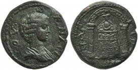 Julia Domna (Augusta, 193-217). Pisidia, Pogla. Æ (25mm, 12.17g, 6h). Draped bust r. R/ Cult statue of Artemis of Perge within distyle temple with dom...