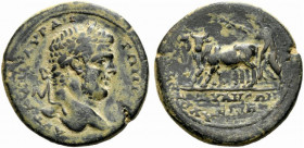 Caracalla (198-217). Cappadocia, Tyana. Æ (29mm, 15.08g), year 16 (212/3). Laureate head r. R/ Founder plowing with yoke of two oxen l. Cf. SNG von Au...
