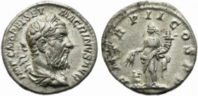 Macrinus (217-218). AR Denarius (18mm, 3.59g). Rome, AD 218. Laureate and draped bust r., seen from behind. R/ Annona standing l., holding cornucopia ...