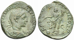 Severus Alexander (222-235). Æ Sestertius (28mm, 23.12g, 12h). Rome, AD 223. Laureate, draped and cuirassed bust r. R/ Providentia standing l., legs c...