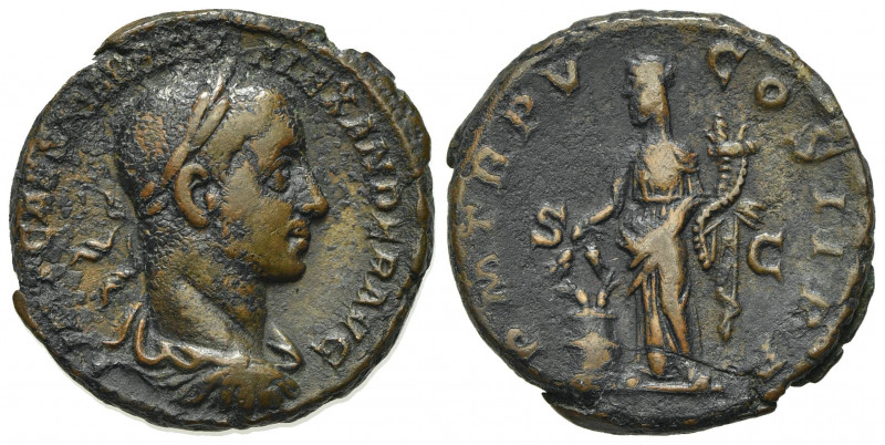Severus Alexander (222-235). Æ As (25mm, 8.34g, 6h). Rome, AD 226. Laureate, dra...