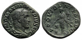Maximinus I (235-238). Æ Sestertius (31mm, 21.19g, 12h). Rome, 236-7. Laureate, draped and cuirassed bust r. R/ Providentia standing l., holding cornu...