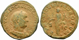 Balbinus (AD 238). Æ Sestertius (31mm, 17.66g). Rome. Laureate, draped and cuirassed bust r. R/ Providentia standing l., holding cornucopia and wand o...