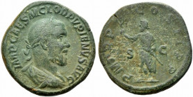 Pupienus (AD 238). Æ Sestertius (31mm, 20.07g). Rome. Laureate, draped and cuirassed bust r. R/ Pupienus standing l., holding branch and parazonium. R...