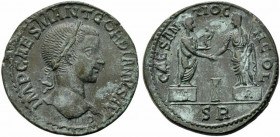 Gordian III (238-244). Pisidia, Antioch. Æ (34mm, 27.52g). Laureate head r. R/ Gordian standing r. on pedestal, holding small statue of Tyche, claspin...