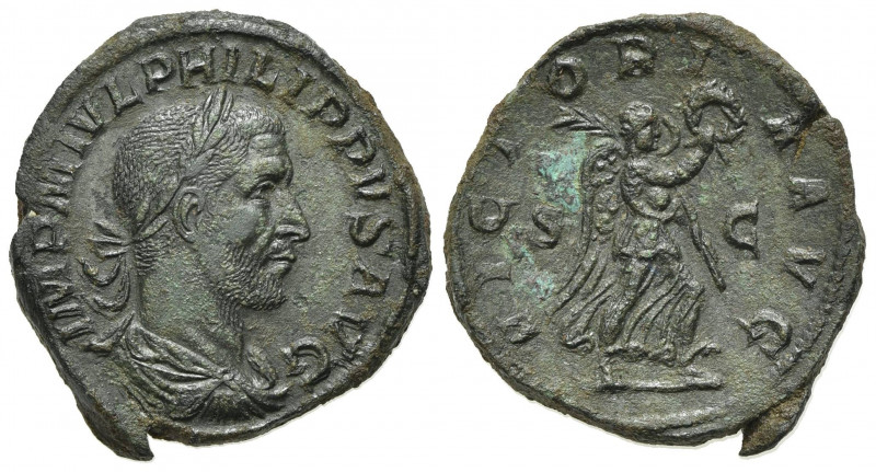 Philip I (244-249). Æ Sestertius (32mm, 20.00g, 12h). Rome, AD 244. Laureate, dr...