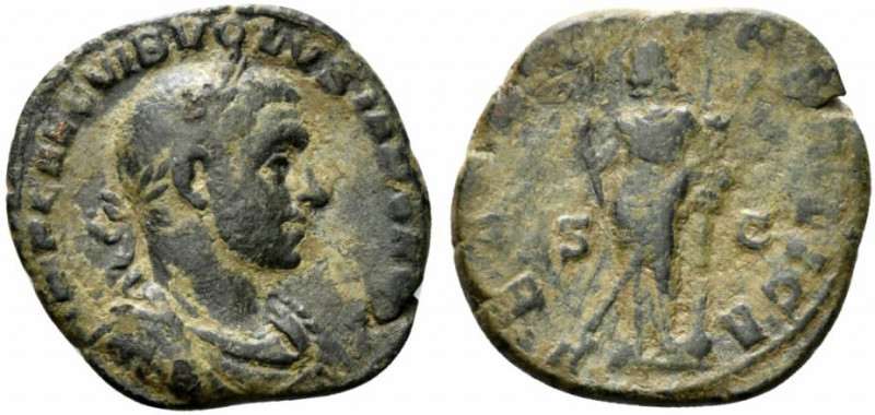 Volusian (251-253). Æ Sestertius (26.5mm, 12.63g, 6h). Rome, AD 252. Laureate, d...