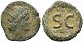Anonymous issue, time of Gallienus, c. AD 268. Æ Dupondius (24mm, 10.10g). Rome. Radiate head of Genius r., wearing mural crown. R/ INT/VRB above and ...