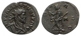 Allectus (293-296). Radiate (22mm, 2.26g, 6h). Londinium. Radiate and cuirassed bust r. R/ Pax standing l., holding olive branch and sceptre; S-A//ML....