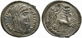 Divus Constantine I (died AD 337). Æ (16mm, 1.44g). Nicomedia. Veiled head r. R/ Constantine in Quadriga r., manus dei above; SMNA. RIC VIII 18. VF - ...