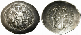 Constantine X Ducas (1059-1067). EL Histamenon Nomisma (27mm, 2.81g). Constantinople. Christ Pantokrator enthroned facing. R/ Constantine standing fac...