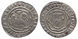 Italy, Sicily, Messina. Federico III (1296-1337). AR Pierreale (25mm, 3.06g, 6h). Arms; G to l. R/ Eagle. Spahr 15; MIR 184. About VF