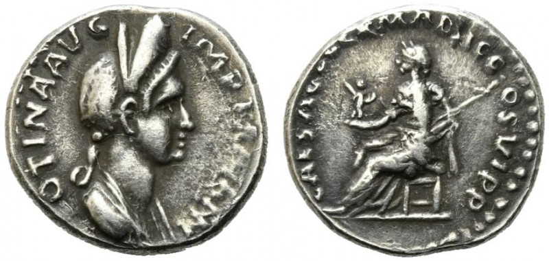 Plotina (Augusta, 105-123). Replica AR Denarius (17mm, 3.76g). Rome, 112-4. Drap...