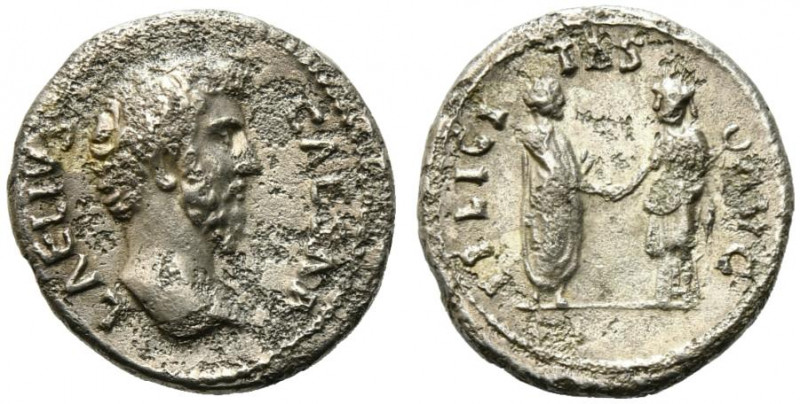 Aelius (Caesar, 136-138). AR Denarius (18mm, 2.93g). Rome. Bare head r. R/ Emper...